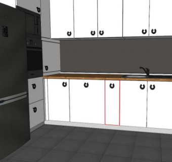 现代L型橱柜家具厨房SU模型下载_sketchup草图大师SKP模型