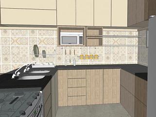 现代厨房家具烹饪SU模型下载_sketchup草图大师SKP模型