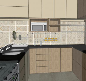 现代厨房家具烹饪SU模型下载_sketchup草图大师SKP模型