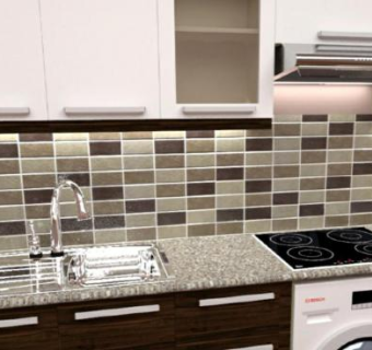 室内橱柜一字型厨房SU模型下载_sketchup草图大师SKP模型