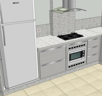 现代公寓烹饪厨房SU模型下载_sketchup草图大师SKP模型