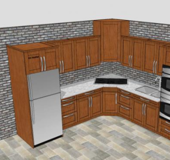 现代角落厨房SU模型下载_sketchup草图大师SKP模型