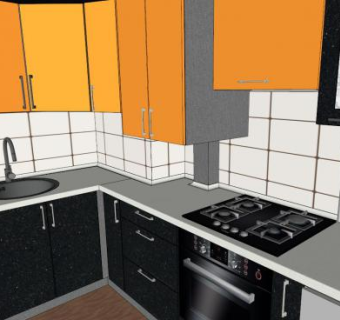 简约L型厨房SU模型下载_sketchup草图大师SKP模型