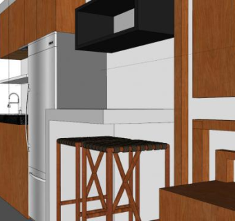 公寓单元厨房装修SU模型下载_sketchup草图大师SKP模型