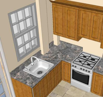 现代工作室公寓厨房SU模型下载_sketchup草图大师SKP模型