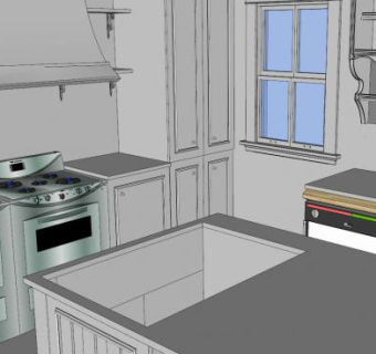 传统农场厨房装修SU模型下载_sketchup草图大师SKP模型