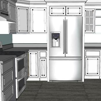 简欧室内U型厨房SU模型下载_sketchup草图大师SKP模型