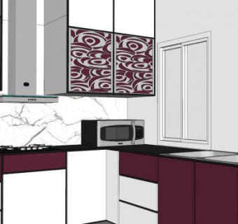 简约小厨房SU模型下载_sketchup草图大师SKP模型