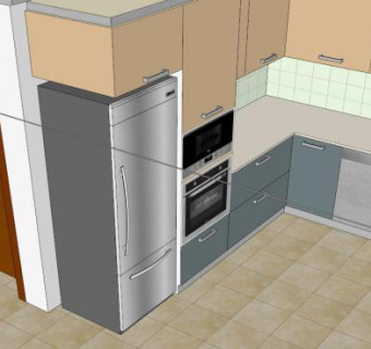 现代室内L型小厨房SU模型下载_sketchup草图大师SKP模型