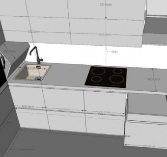 现代白色小厨房装修SU模型下载_sketchup草图大师SKP模型