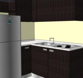 简约小型厨房家具装修SU模型下载_sketchup草图大师SKP模型