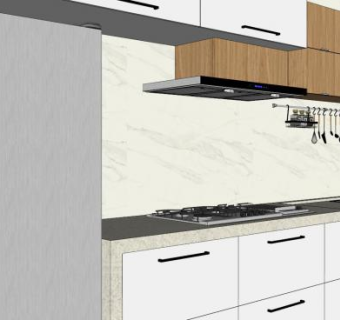 宜家风格板式厨房SU模型下载_sketchup草图大师SKP模型