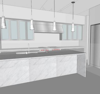 现代住宅厨房装修SU模型下载_sketchup草图大师SKP模型