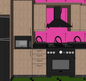 现代L型室内厨房家具SU模型下载_sketchup草图大师SKP模型