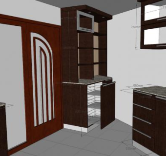 欧式复古风格厨房SU模型下载_sketchup草图大师SKP模型