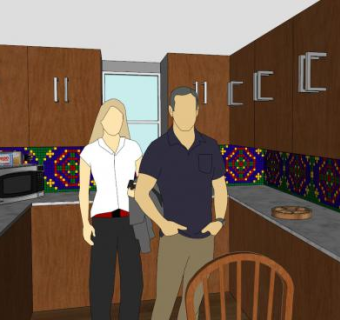 实木回型厨房SU模型下载_sketchup草图大师SKP模型