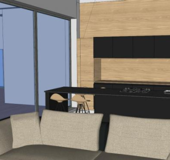 现代休闲公寓厨房SU模型下载_sketchup草图大师SKP模型
