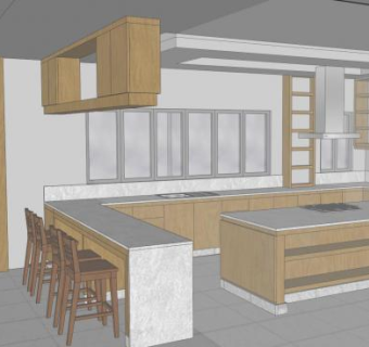 新别墅岛型厨房SU模型下载_sketchup草图大师SKP模型