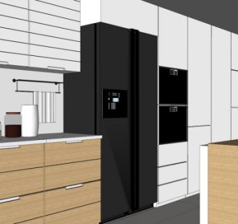 简约室内岛型厨房SU模型下载_sketchup草图大师SKP模型