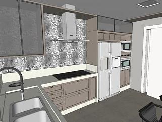 现代<em>室内家具</em>厨房SU模型下载_sketchup草图大师SKP模型