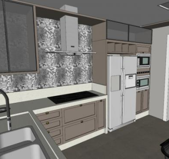 现代室内家具厨房SU模型下载_sketchup草图大师SKP模型