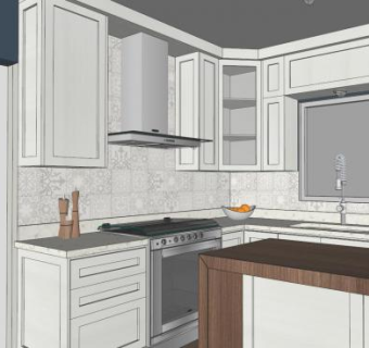 现代定制小厨房SU模型下载_sketchup草图大师SKP模型