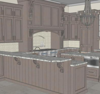 传统欧式室内厨房SU模型下载_sketchup草图大师SKP模型