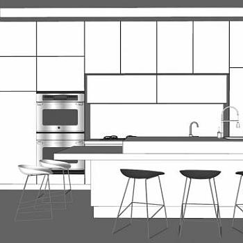 现代厨房餐具装修SU模型下载_sketchup草图大师SKP模型