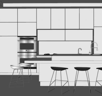 现代厨房餐具装修SU模型下载_sketchup草图大师SKP模型