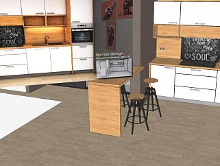 板式室内厨房橱柜装修SU模型下载_sketchup草图大师SKP模型