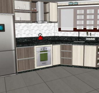 现代橱柜厨房室内装修SU模型下载_sketchup草图大师SKP模型