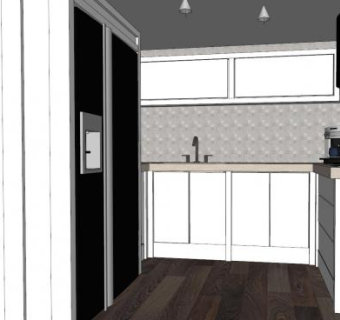 现代厨房装修转角橱柜SU模型下载_sketchup草图大师SKP模型