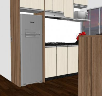 简约室内小厨房SU模型下载_sketchup草图大师SKP模型