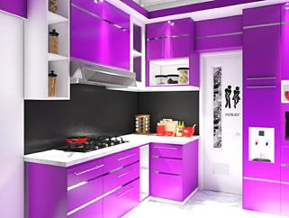 现代<em>紫色</em>木质厨房SU模型下载_sketchup草图大师SKP模型