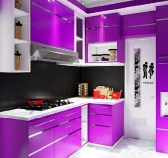 现代紫色木质厨房SU模型下载_sketchup草图大师SKP模型