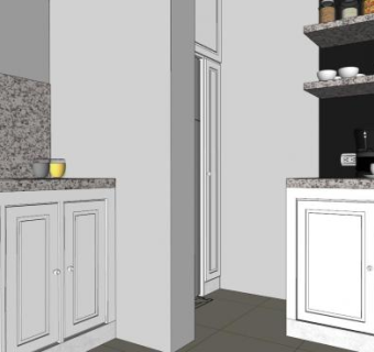 库克室内厨房装修SU模型下载_sketchup草图大师SKP模型