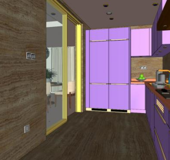 现代装修走廊式厨房SU模型下载_sketchup草图大师SKP模型