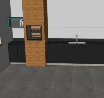 实木橱柜厨房装修SU模型下载_sketchup草图大师SKP模型