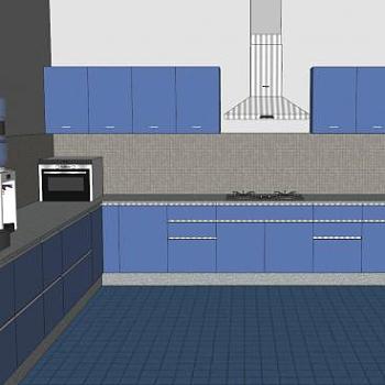 现代U型厨房橱柜装修SU模型下载_sketchup草图大师SKP模型