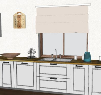 乡村厨房阁楼装修SU模型下载_sketchup草图大师SKP模型