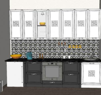 新经典厨房装修SU模型下载_sketchup草图大师SKP模型