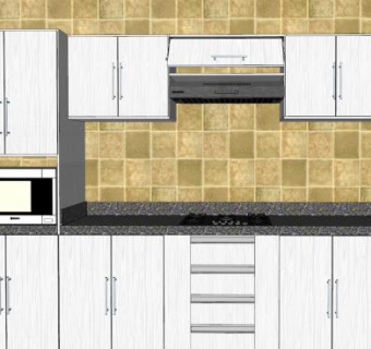现代装修L型室内厨房SU模型下载_sketchup草图大师SKP模型