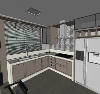 现代化室内大厨房SU模型下载_sketchup草图大师SKP模型