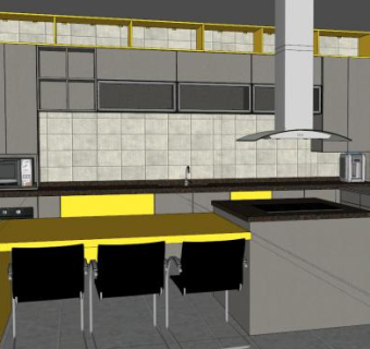 乡村农场厨房SU模型下载_sketchup草图大师SKP模型