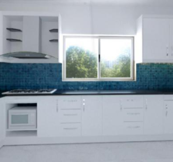 现代内阁厨房装修SU模型下载_sketchup草图大师SKP模型