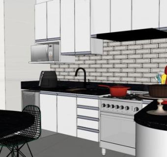 简约室内家具厨房SU模型下载_sketchup草图大师SKP模型