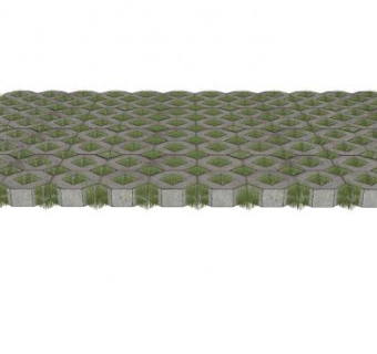 人行道水泥砖与绿草SU模型下载_sketchup草图大师SKP模型