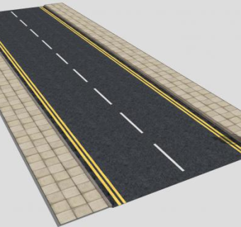 城市双向街道SU模型下载_sketchup草图大师SKP模型