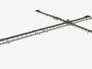 十字高架铁路桥SU模型下载_sketchup草图大师SKP模型