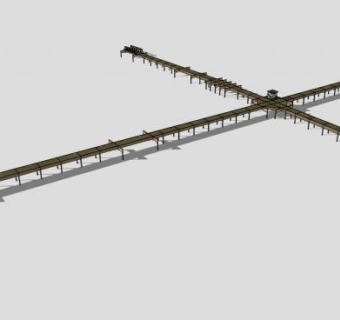 十字高架铁路桥SU模型下载_sketchup草图大师SKP模型